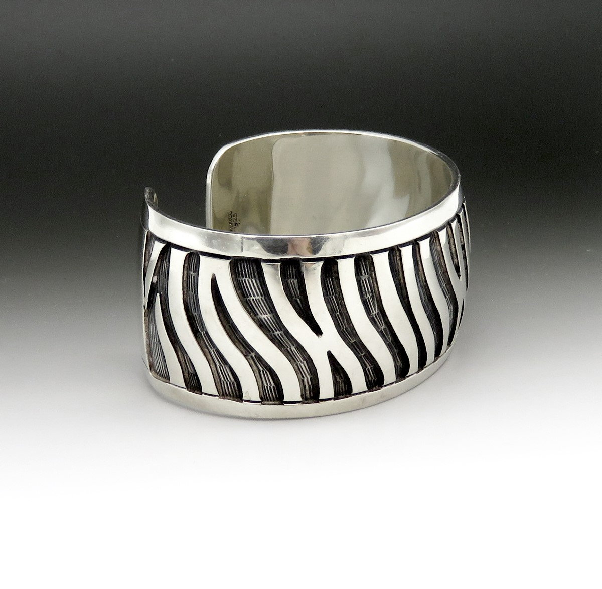 Fine Mexican Sterling Silver Oxidized Siberian Tiger Animal Print