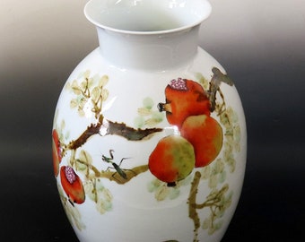 Jarrón de flores de porcelana china vintage -  México