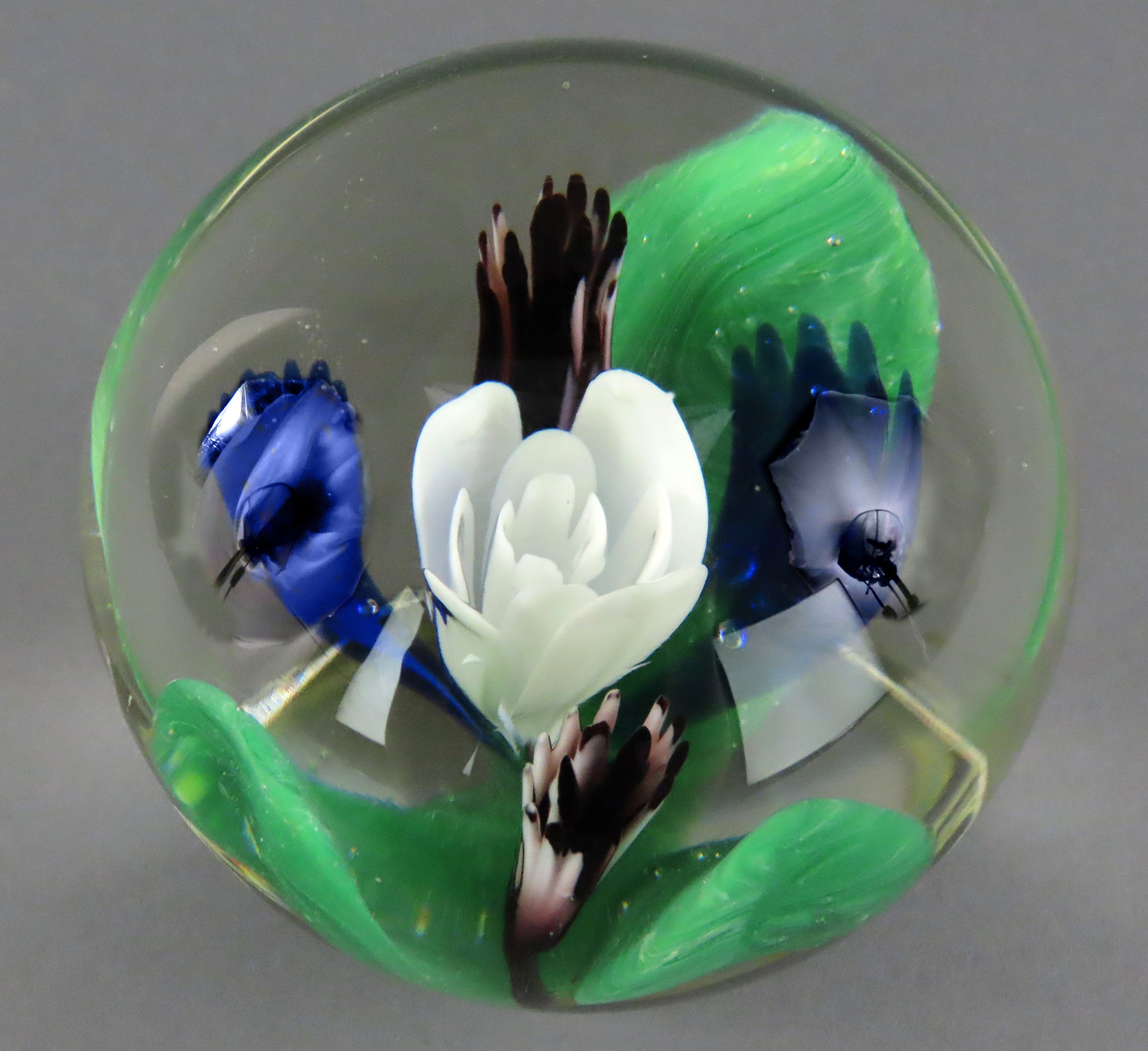 Hand Paperweight Neat Hand-blown Pedestal Paperweight White Violets Blue Flowers - Etsy