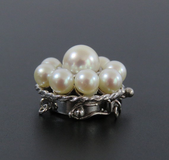 High Quality 14k White Gold Pearl Cluster Clasp f… - image 3
