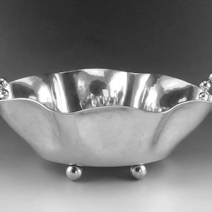 Very Large Flamboyant 1950&#39;s Italian Hand Hammered 800 Silver Centerpiece Bowl