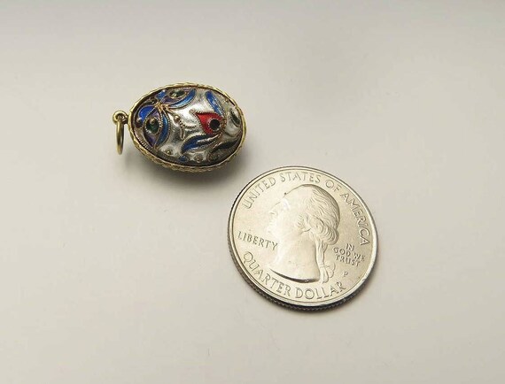 Stunning Gilt Silver Enamel Pendant w Butterfly D… - image 3