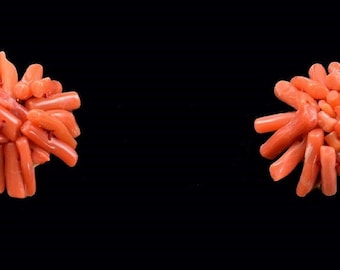 Outstanding Vintage Real Red Coral Screw Back Earrings