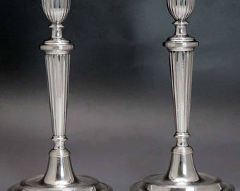 Handsome Pair Antique Silverplate Candlesticks