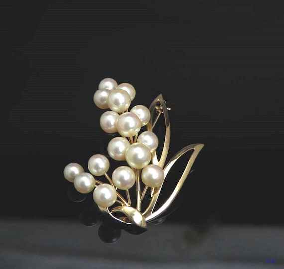 【送料無料】 1940's-1960's Japanese 14k Yellow Gold Flower/leaf Pearl Pin その他
