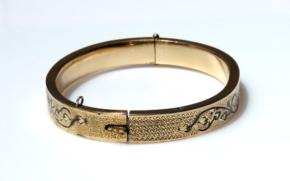 Lovely c1880s Victorian Goldfilled Black Enamel V… - image 4