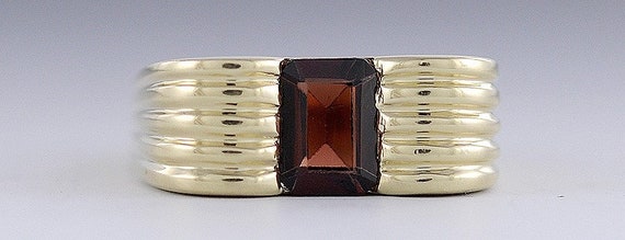 Fine Modern Art Deco Style 14K Yellow Gold Garnet… - image 1