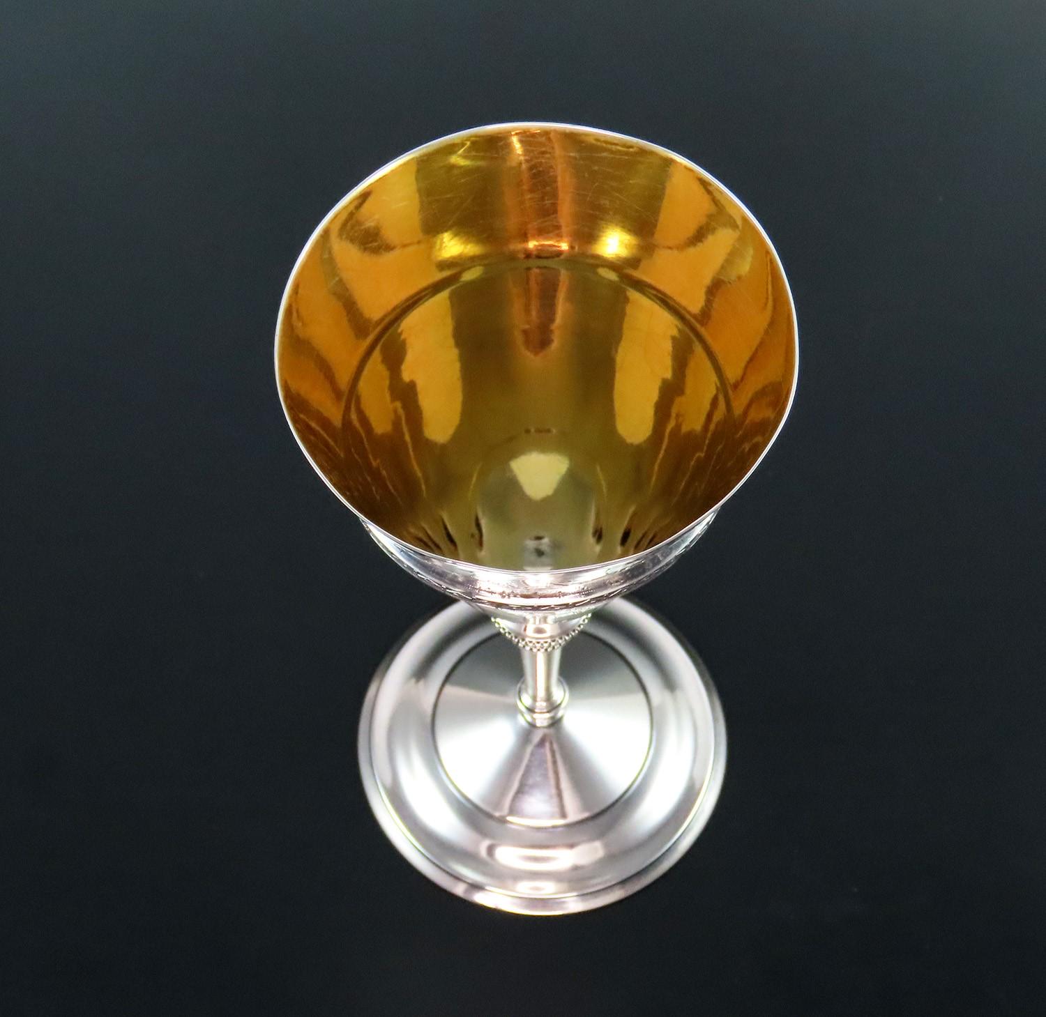 1880年代アンティーク スターリングシルバー ワイングラス 金箔仕上げ