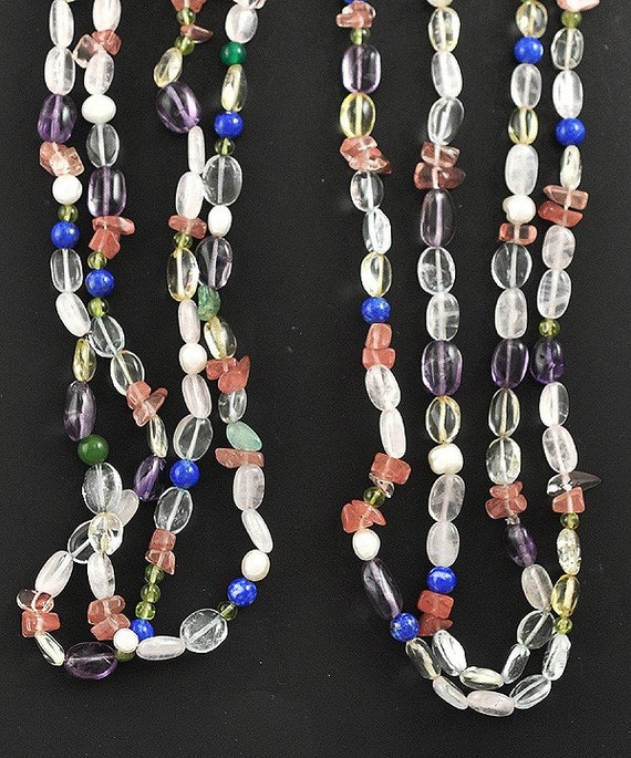 2 Great Colorful Genuine Stone Beaded Necklaces T… - image 2