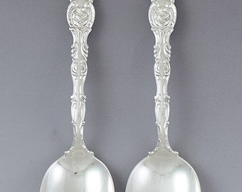 Great Pair Durgin Sterling Silver Regent Place Dessert Oval Soup