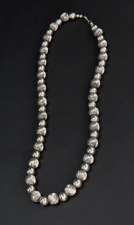 Lovely Vintage Sterling Silver Beaded Necklace La… - image 5