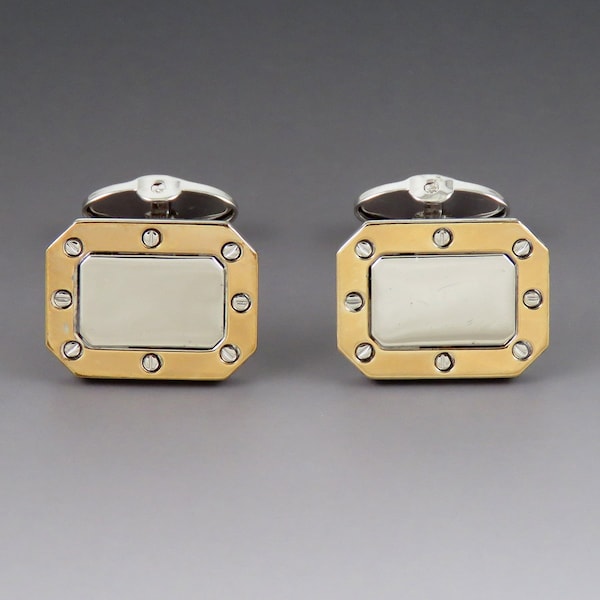 Vintage Dolan Bullock 925 Sterling Silver Gold Tone Art Deco Rivet Cufflinks