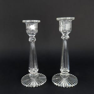 Beautiful Pair VTG Cut Glass Crystal Table Candlesticks
