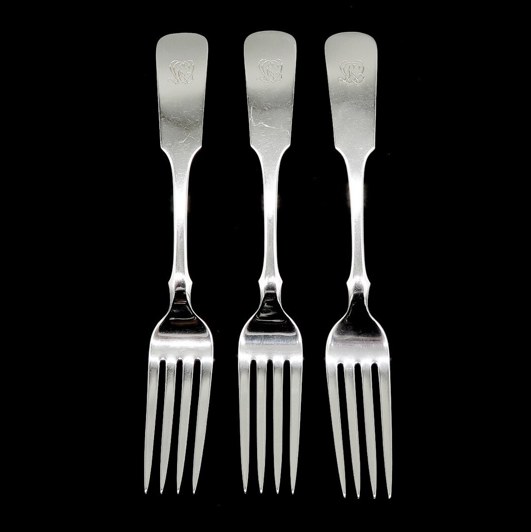 3 Antique C1920 Arthur Stone Fiddleback End Fiddle Sterling Silver