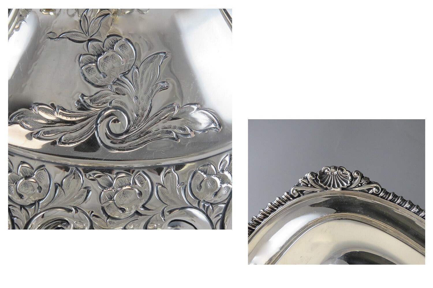 4pc Barker Bros 1950 English Sterling Silver Victorian Style