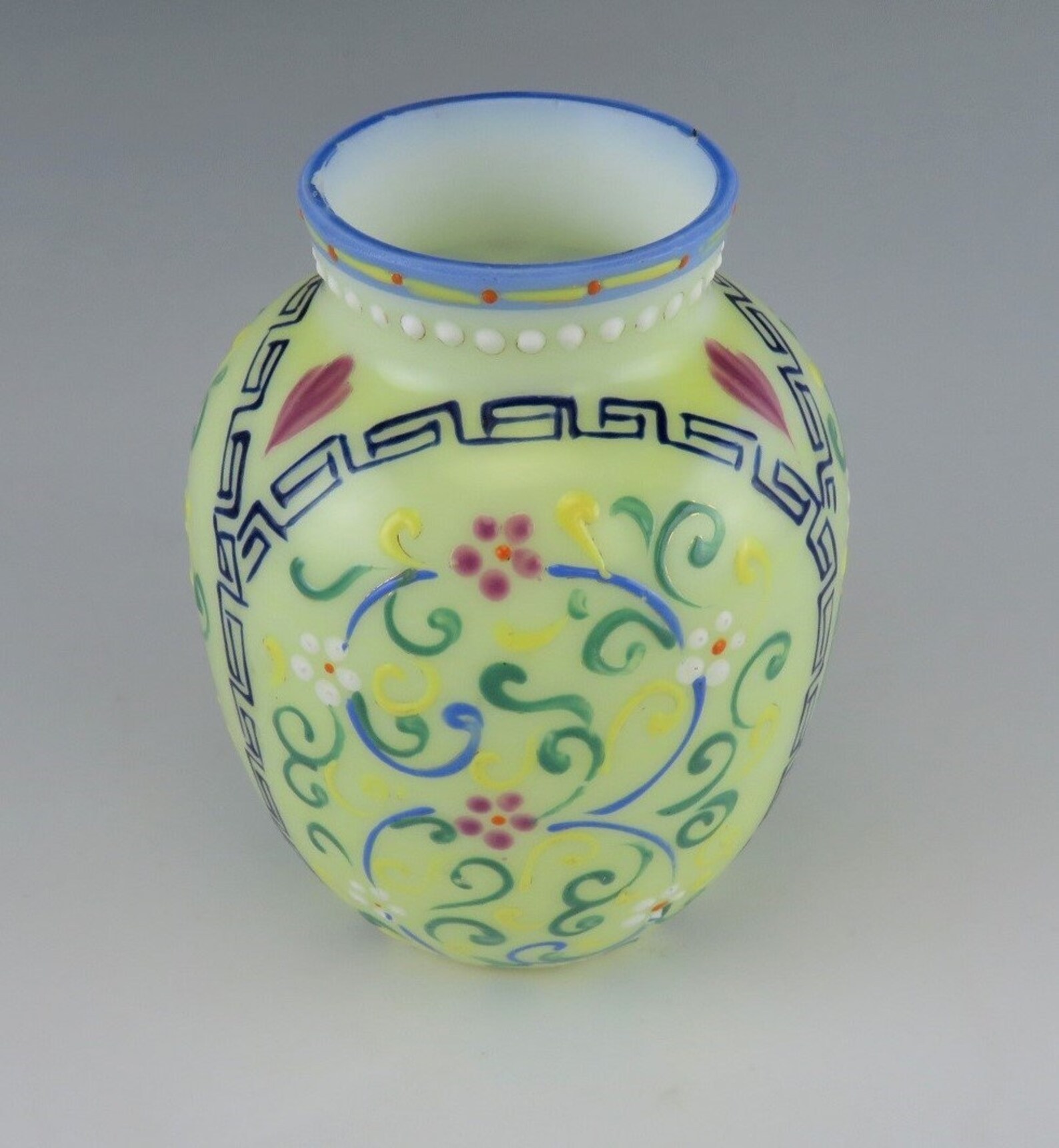 Antique English Victorian Bristol Glass Oval Impasto Hand Etsy