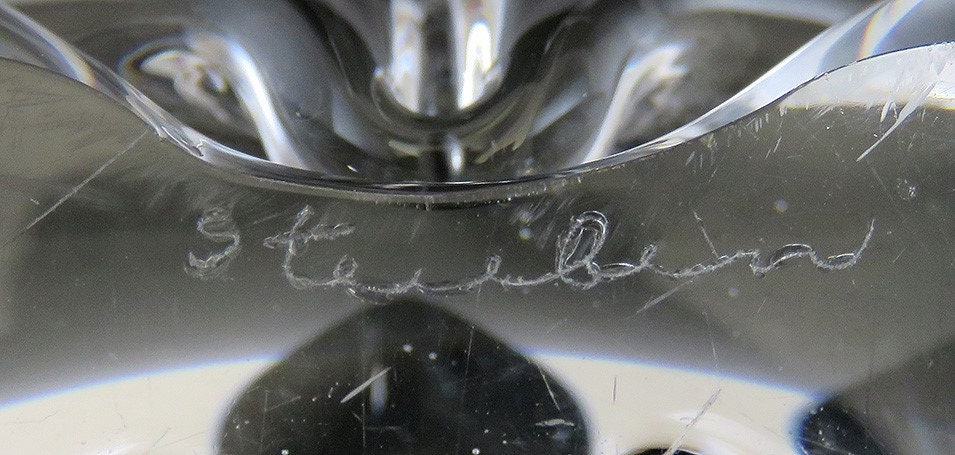 Steuben Modernist Art Glass Fruit Centerpiece Basket Shaped Bowl