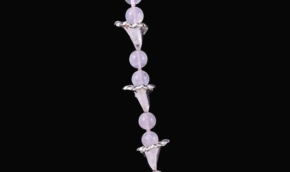 Gleaming Silver and Pale Pink Rose Quartz Long Ne… - image 2