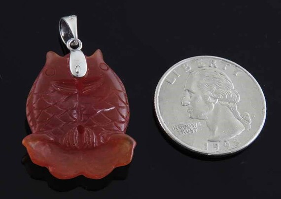 Wonderful Chinese Red Jadeite & Sterling Silver D… - image 3