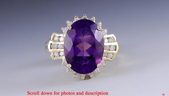 Wonderful Diamond & ~5.68 Carat Amethyst 14k Yell… - image 1