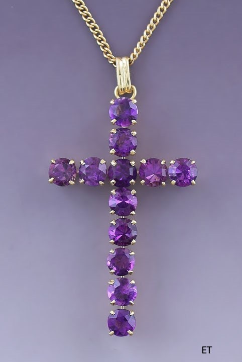 Gold amethyst cross pendant discount