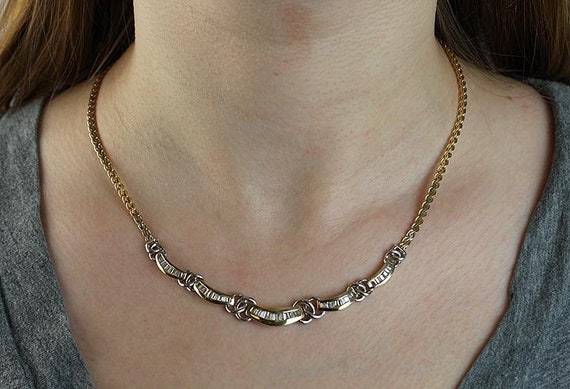 Great Platinum 14k Yellow Gold Diamond Necklace - image 3