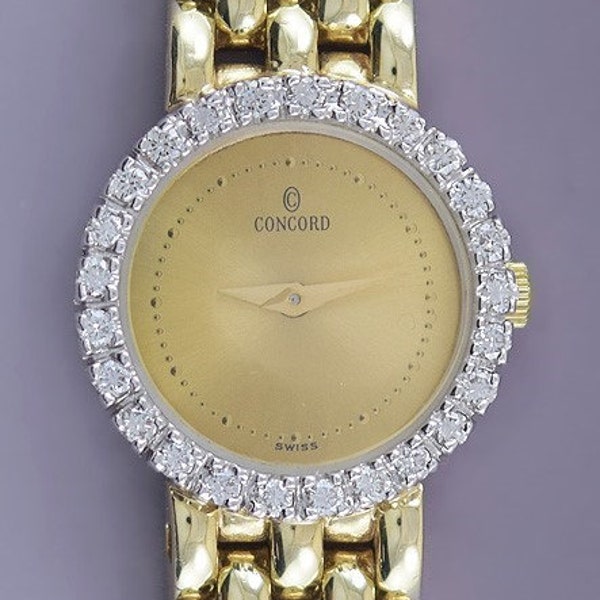 Mejor calidad 14K oro diamante concorda reloj de pulsera caja original