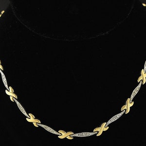 14K Yellow Gold and Diamond Necklace X Design image 1