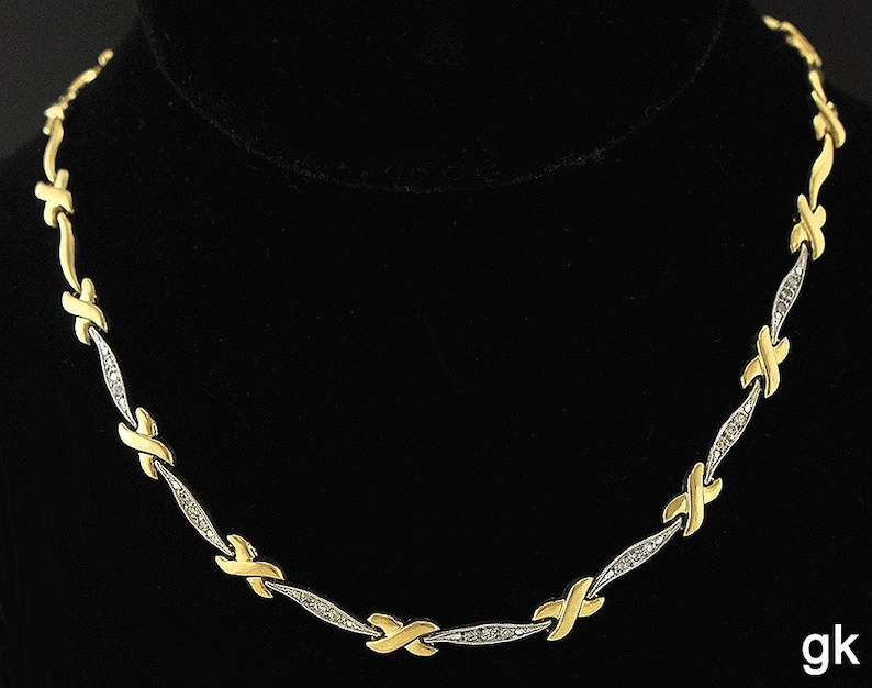 14K Yellow Gold and Diamond Necklace X Design image 1