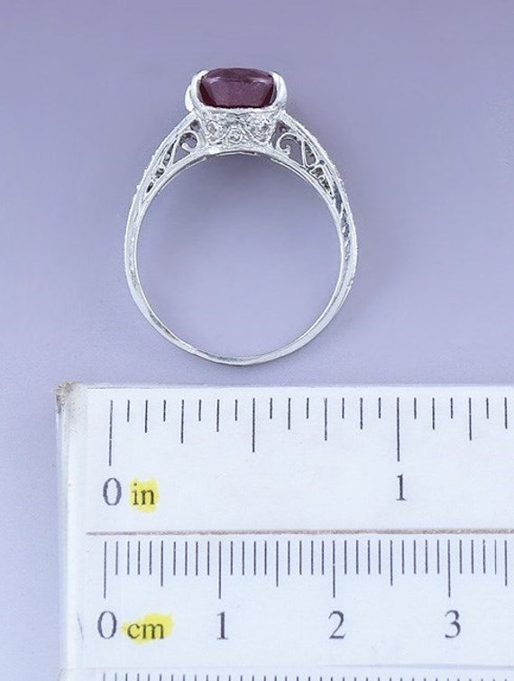 Stunning Platinum Diamond & Ruby Filigree Ring - image 5