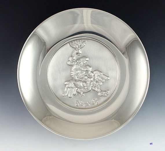 Lipchitz Sterling Silver and Bronze Israel 25th Anniversary Plate