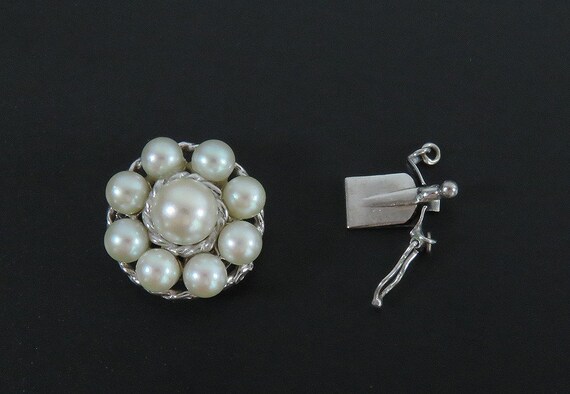 High Quality 14k White Gold Pearl Cluster Clasp f… - image 4