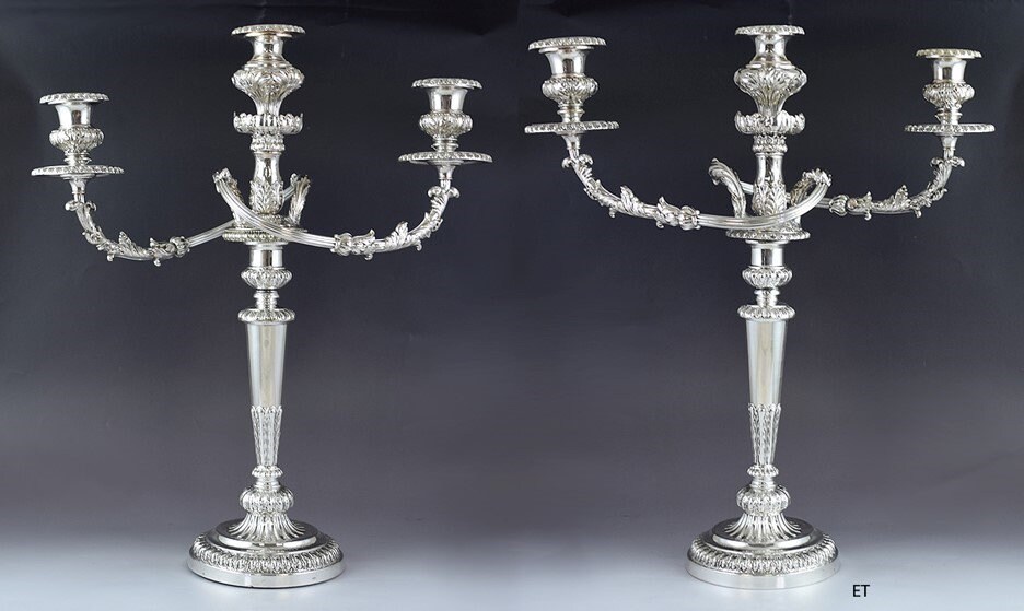 English 1786 Matthew Boulton Sterling Silver Convertible Candelabra Candlesticks