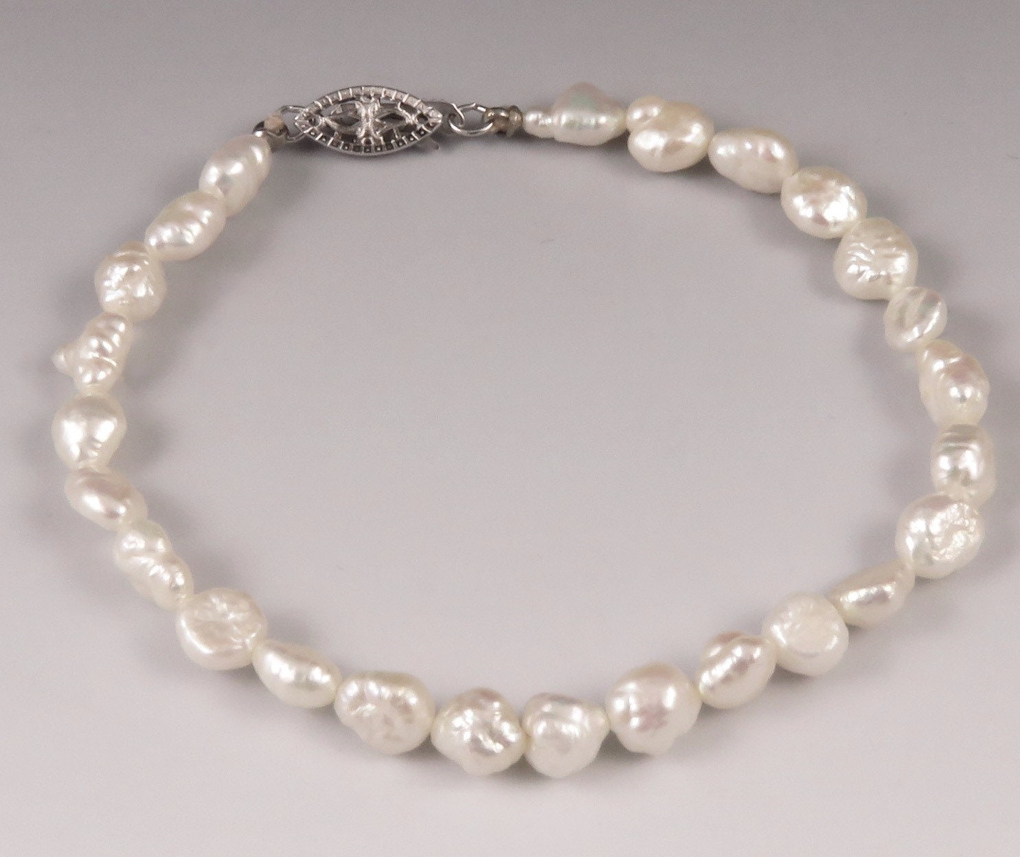 Natural Freshwater Pearl & Sterling Silver Necklace Bracelet | Etsy