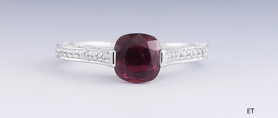 Fascinated ~1ct Ruby & Diamond 18K White Gold Ring - image 1