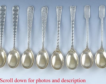 12 Antique c1875 Aesthetic Movement Gorham Sterling Silver Demitasse Spoons