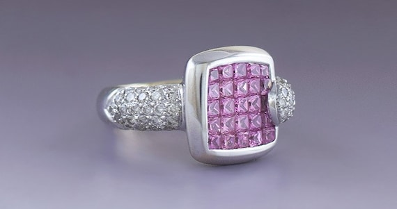 Beautiful 18k White Gold Diamond & Pink Sapphire … - image 2