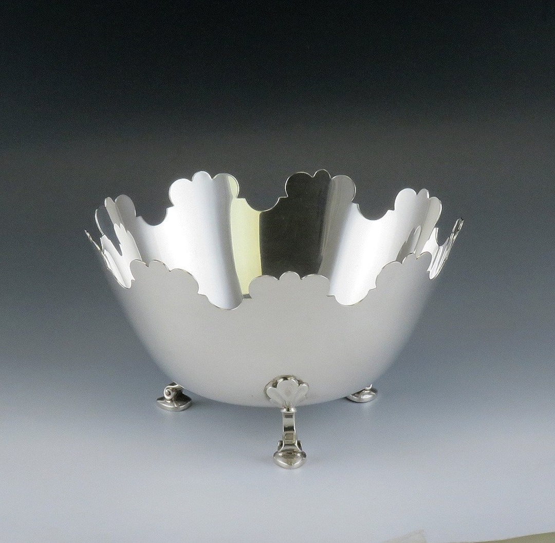 Vintage Sterling Silver Tiffany & Co Monteith Footed Bowl 7 Vintage Sterling Silver Tiffany & Co Monteith Footed Bowl 7