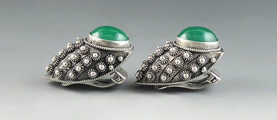 Stunning Vintage Italian Silver and Green Chrysop… - image 2