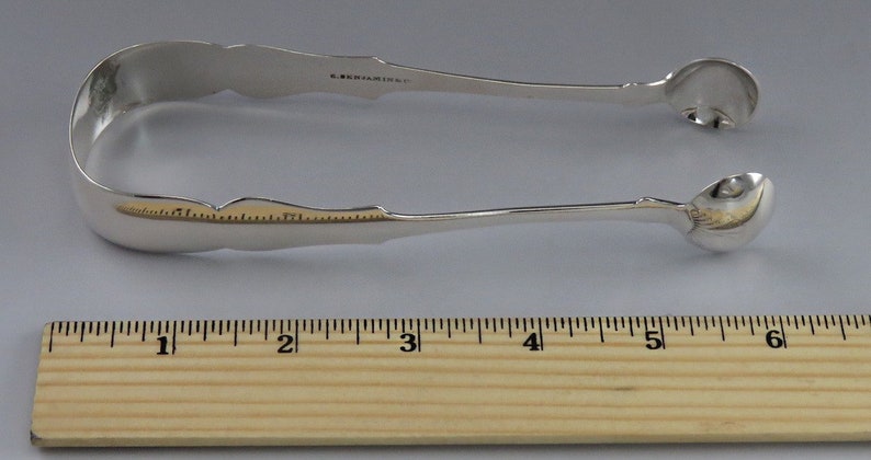 Antique c1845 American Coin Silver Classical Form Shell Sugar Tongs