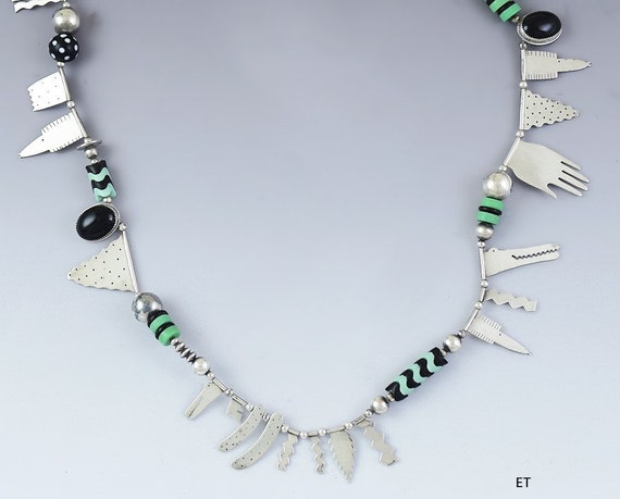 Designer Artisan Jewelry Sterling Silver Beaded Necklace by