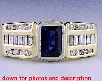 Fabulous Quality 14k Yellow Gold Sapphire & Diamond Ring