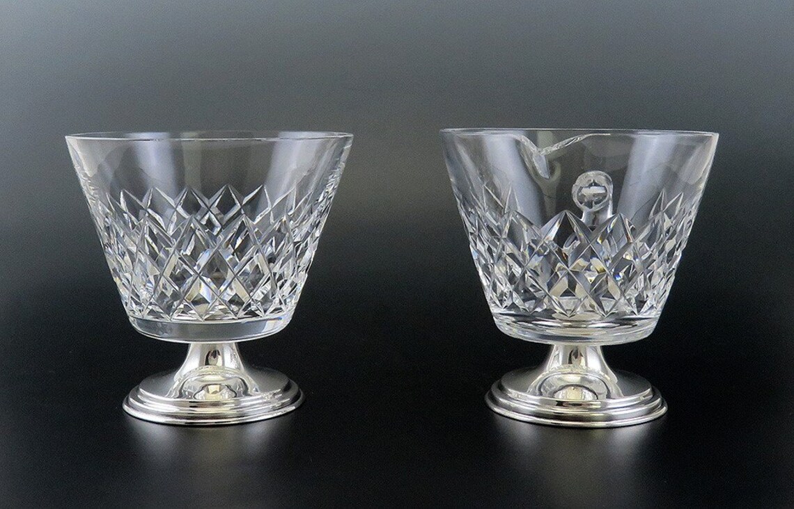 Vintage Hawkes Cut Glass and Sterling Silver Cream and Sugar Etsy