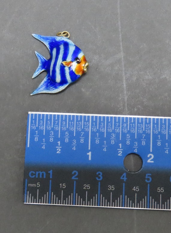 NOS VTG Silver Blue Enamel Tropical Fish Angelfis… - image 5