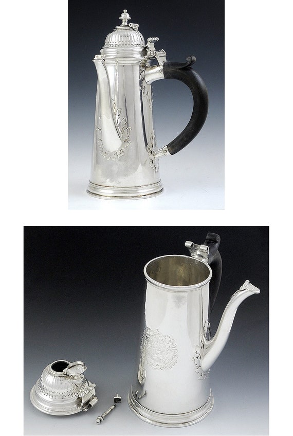 Antique 1705 Britannia Sterling Silver Queen Anne Coffeepot