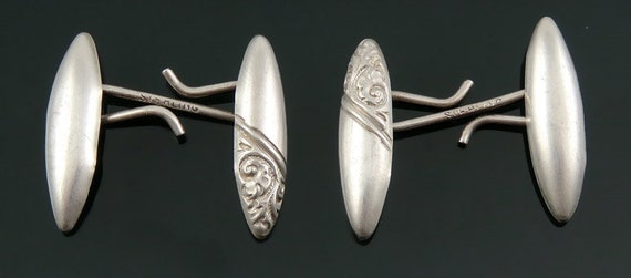 Pair Victorian Antique c1890 Engraved Sterling Si… - image 1