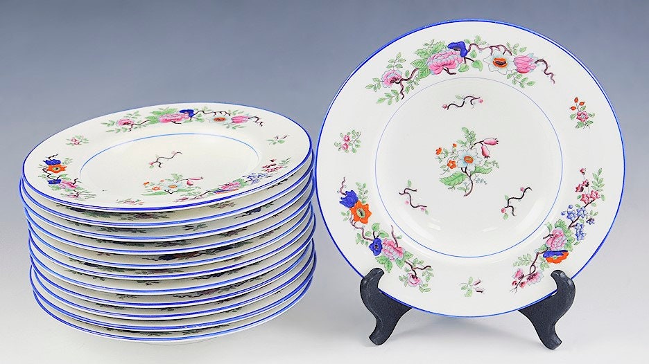 Set of 12 Fine Coalport for Tiffany Co Corea Pattern Plates