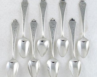 Antique Dutch Silver Trifid Trefid Coffee Demitasse Spoons 4 1/8"