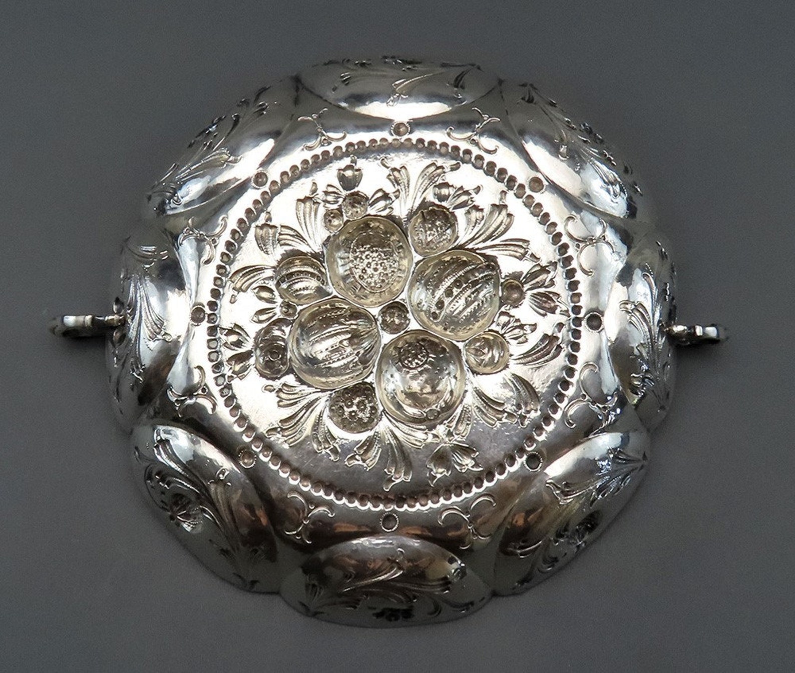 Simon Rosenau Hanau German Silver Bowl Simon Rosenau Hand-chased Flowers and Fruit ...