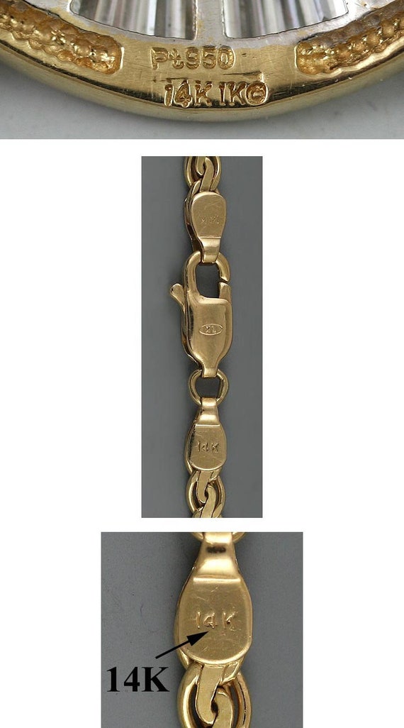 Great Platinum 14k Yellow Gold Diamond Necklace - image 4